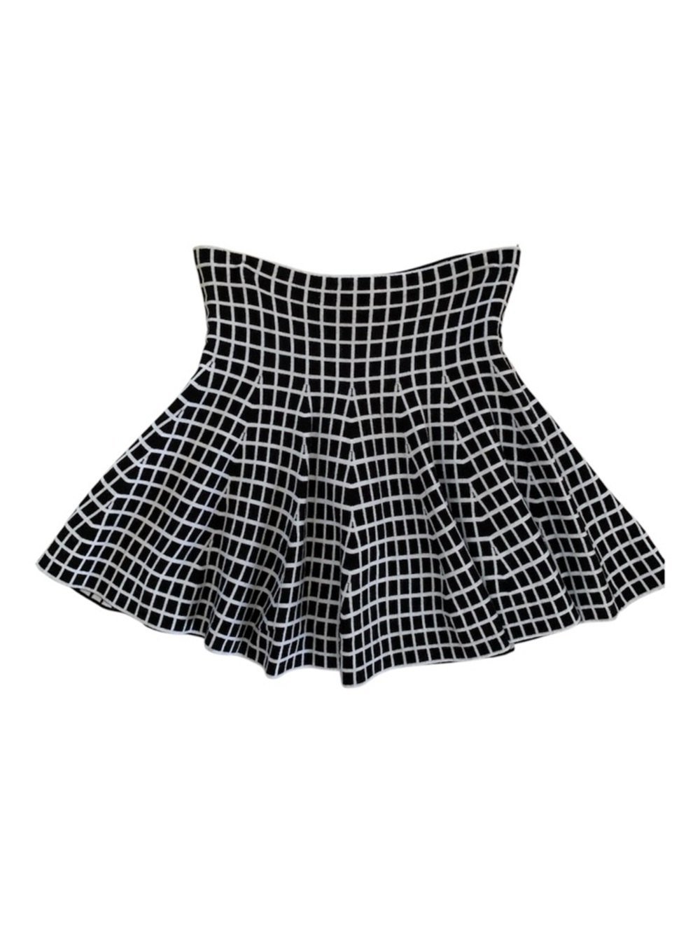 Rue21 Black & White Houndstooth Fit & Flare Pleated Knit Skirt Size S/M